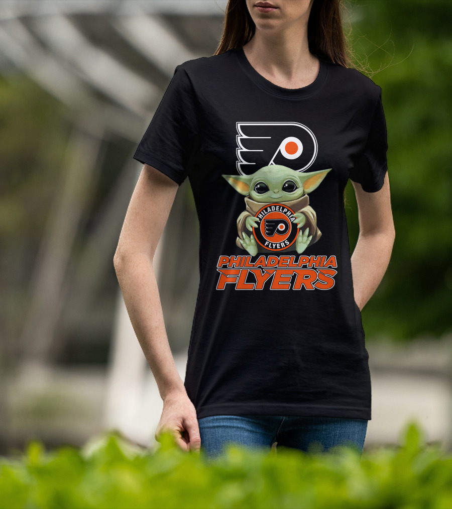 Philadelphia Flyers Baby Yoda Holding Team T-Shirt