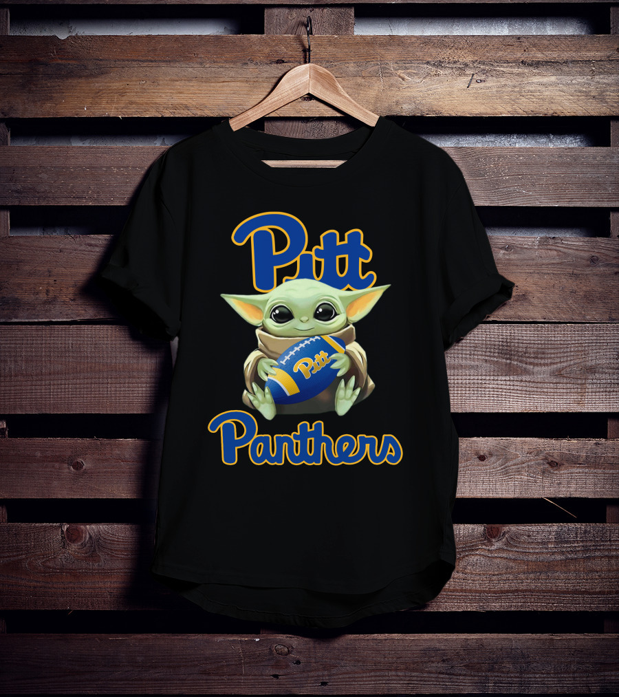 Pitt Panthers Baby Yoda Holding Football T-Shirt