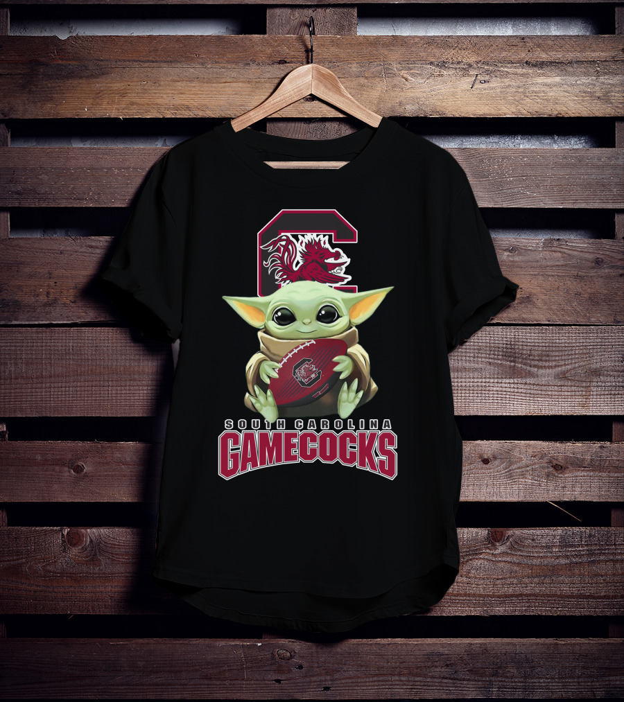 South Carolina Gamecocks Baby Yoda Holding Football T-Shirt