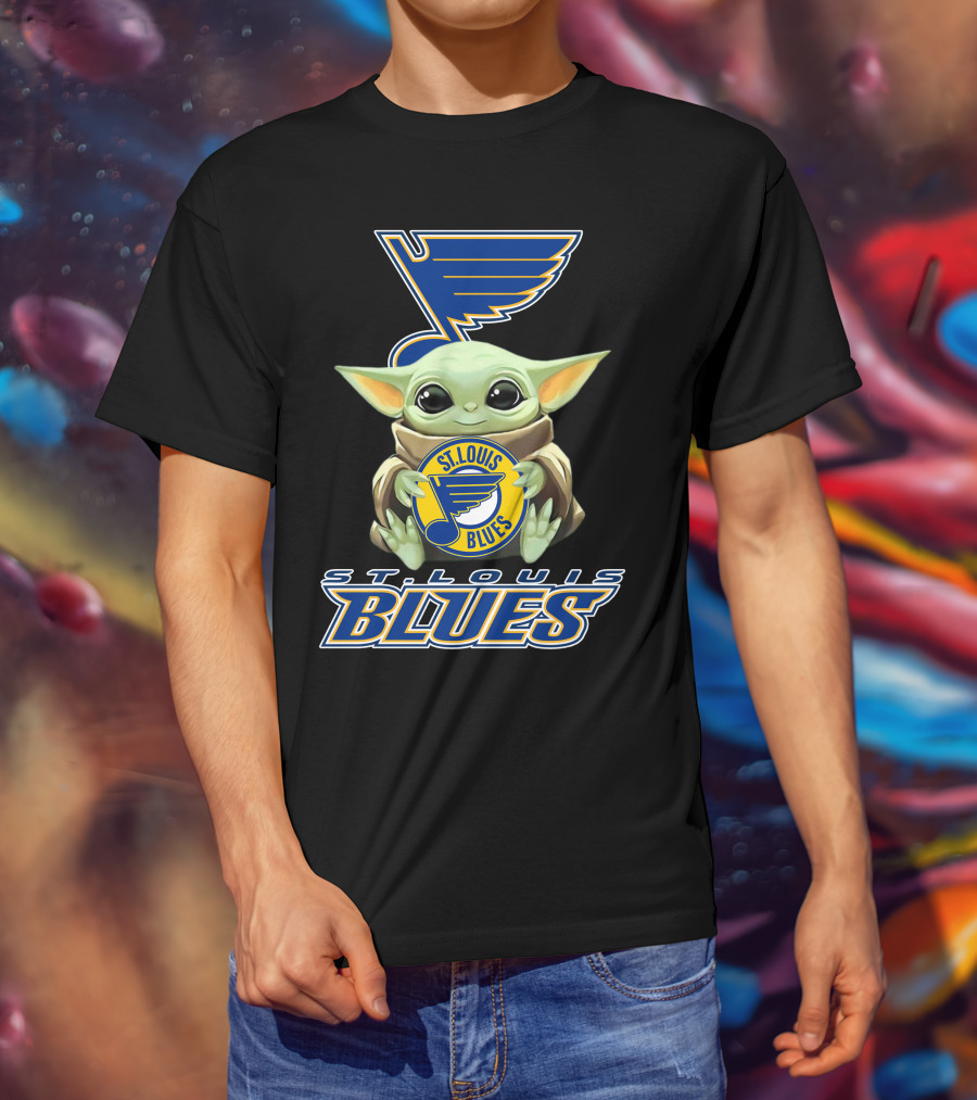 St Louis Blues Baby Yoda Holding T-Shirt