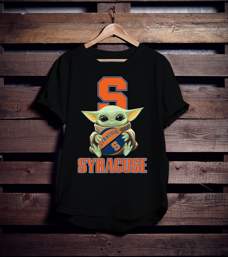 Syracuse Baby Yoda Holding Orange Basketball With Syracuse T-Shirt