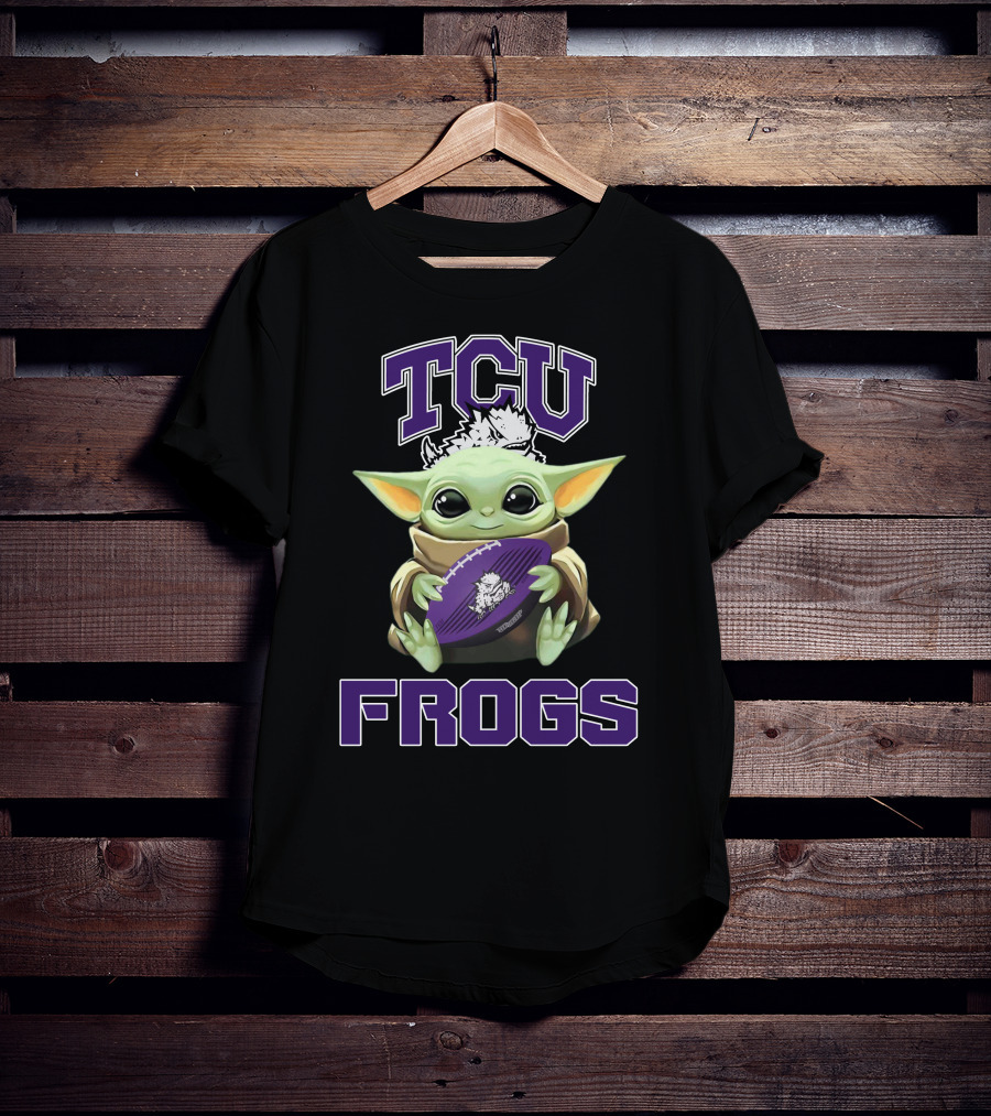 Tcu Frogs Baby Yoda Football T-Shirt