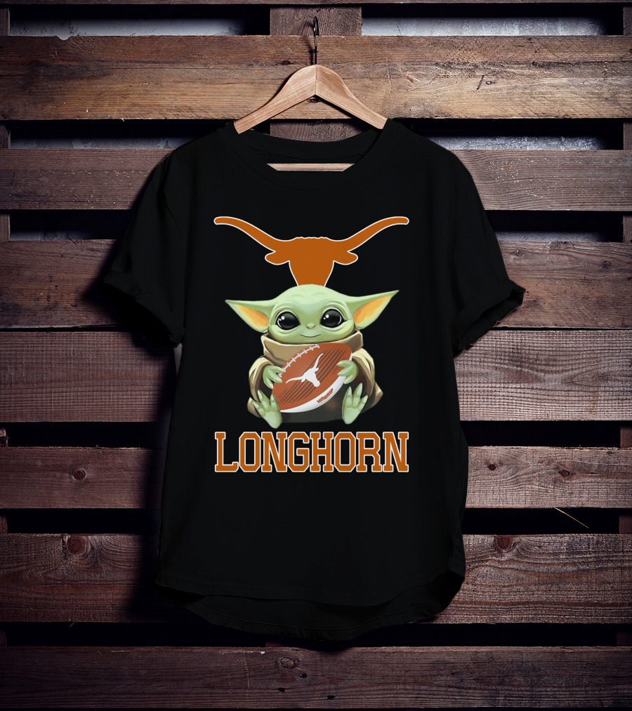Texas Longhorn Baby Yoda Football Fan T-Shirt