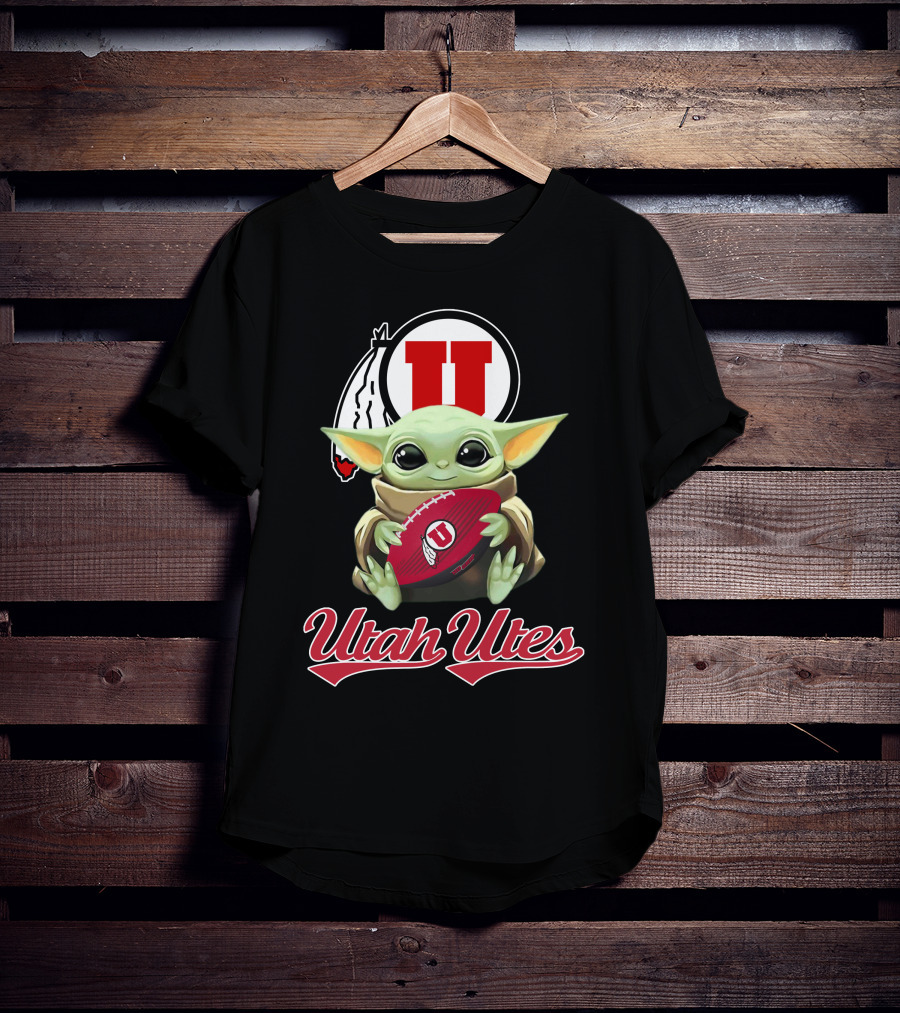 Utah Utes Baby Yoda Football Fan T-Shirt