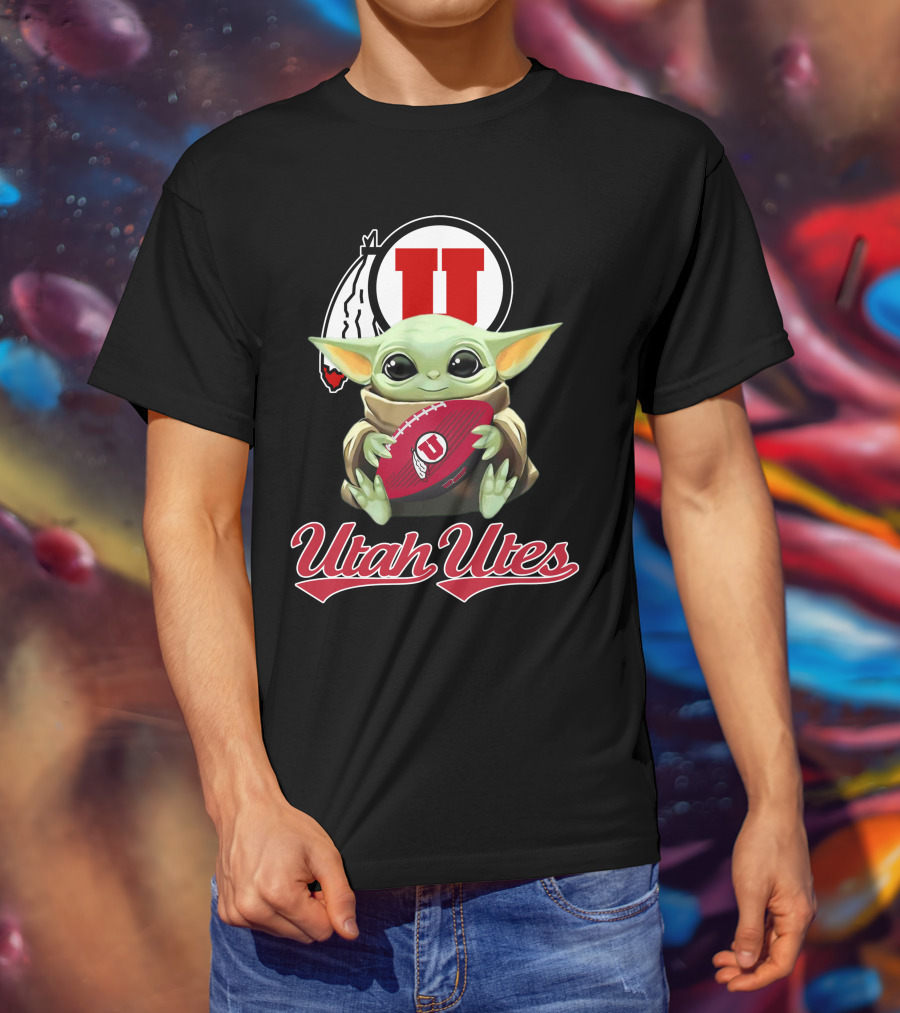 Utah Utes Baby Yoda Football Fan T-Shirt