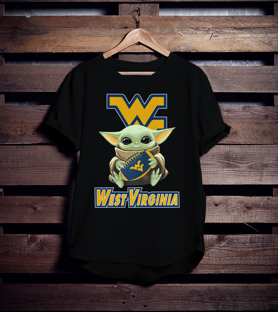 West Virginia Mountaineers Baby Yoda Football T-Shirt
