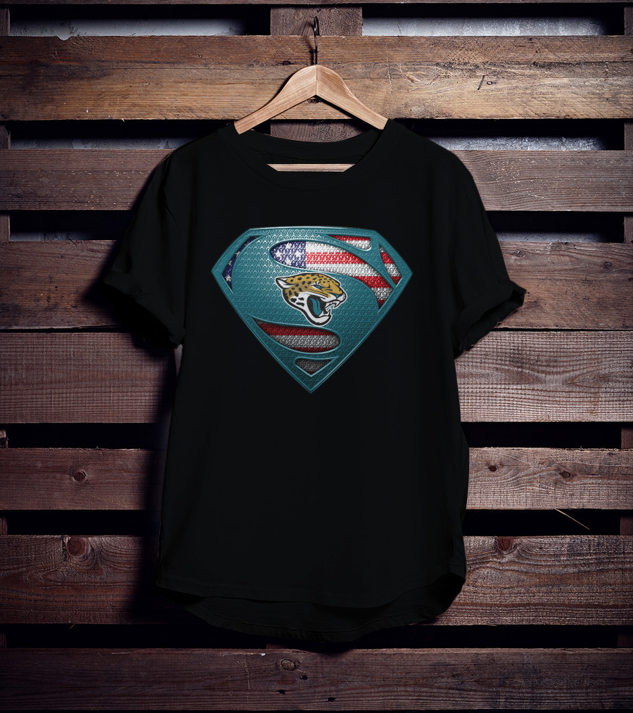 Jacksonville Jaguars Superman Shield With American Flag Colors T-Shirt