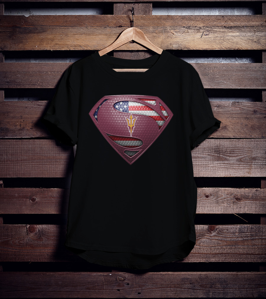 Arizona State Sun Devils Superman Logo With American Flag T-Shirt