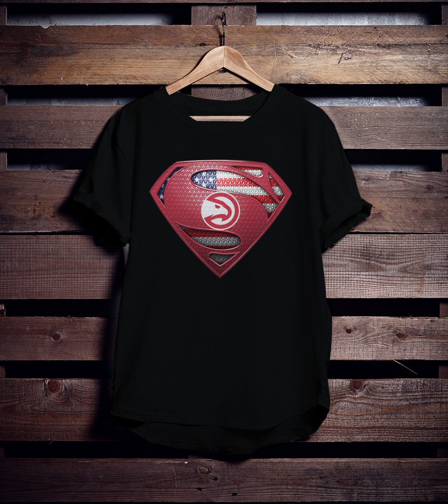 Atlanta Hawks Superman Shield American Flag Logo Vintage Style T-Shirt