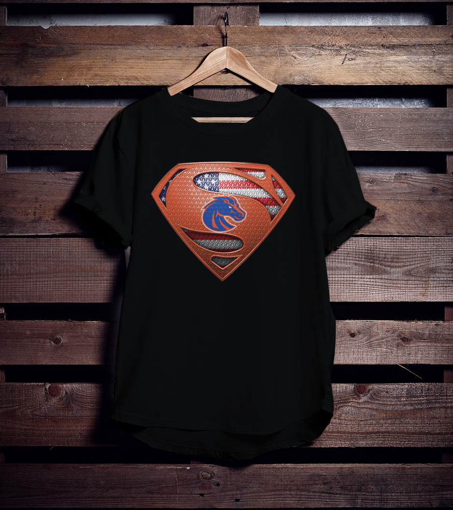 Boise State Broncos Superman Logo American Flag T-Shirt