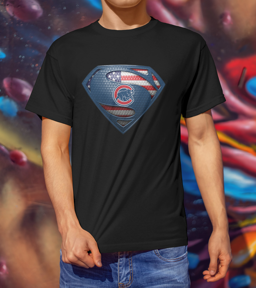 Chicago Cubs Superman American Flag T-Shirt
