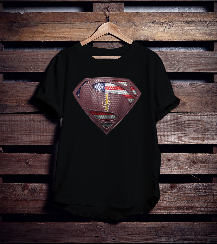Cleveland Cavaliers Superman Logo American Flag T-Shirt