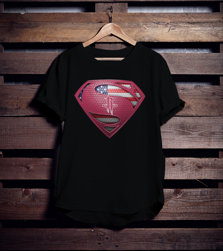 Houston Rockets Superman Logo American Flag Edition T-Shirt