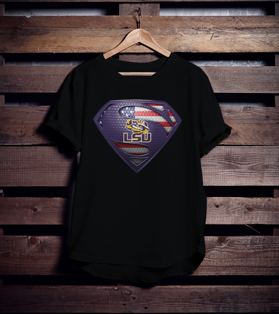 Lsu Tigers Superman American Flag T-Shirt