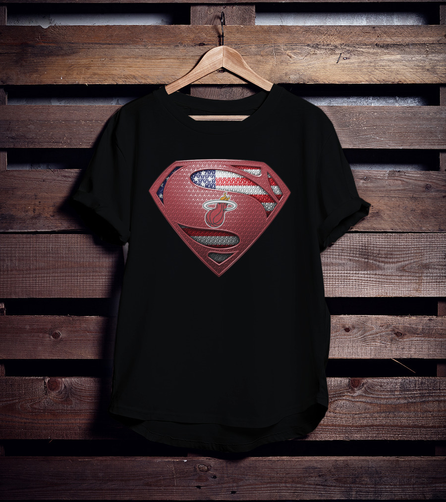 Superman Shield Miami Heat American Flag Fusion T-Shirt