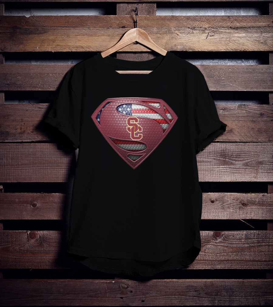 Usc Trojans American Flag Superman T-Shirt