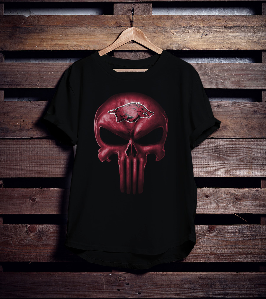 Arkansas Razorbacks Skull Punisher T-Shirt