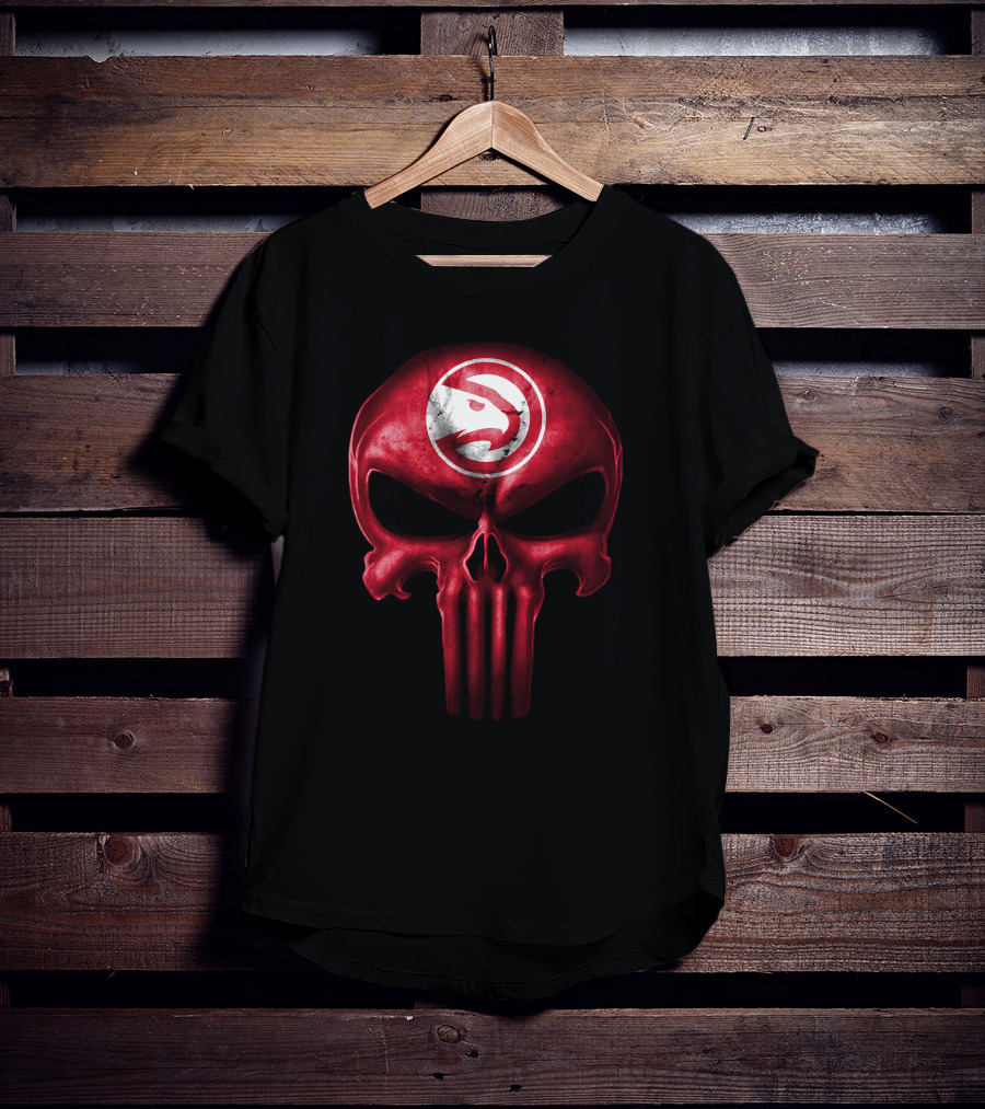 Atlanta Hawks Skull Logo Punisher Style T-Shirt