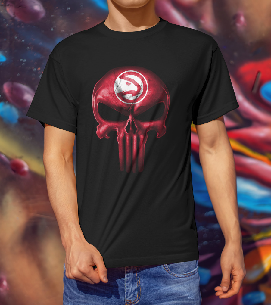 Atlanta Hawks Skull Logo Punisher Style T-Shirt