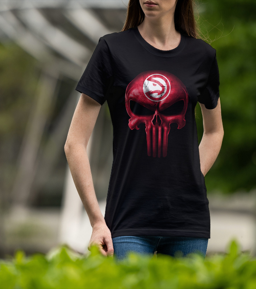 Atlanta Hawks Skull Logo Punisher Style T-Shirt