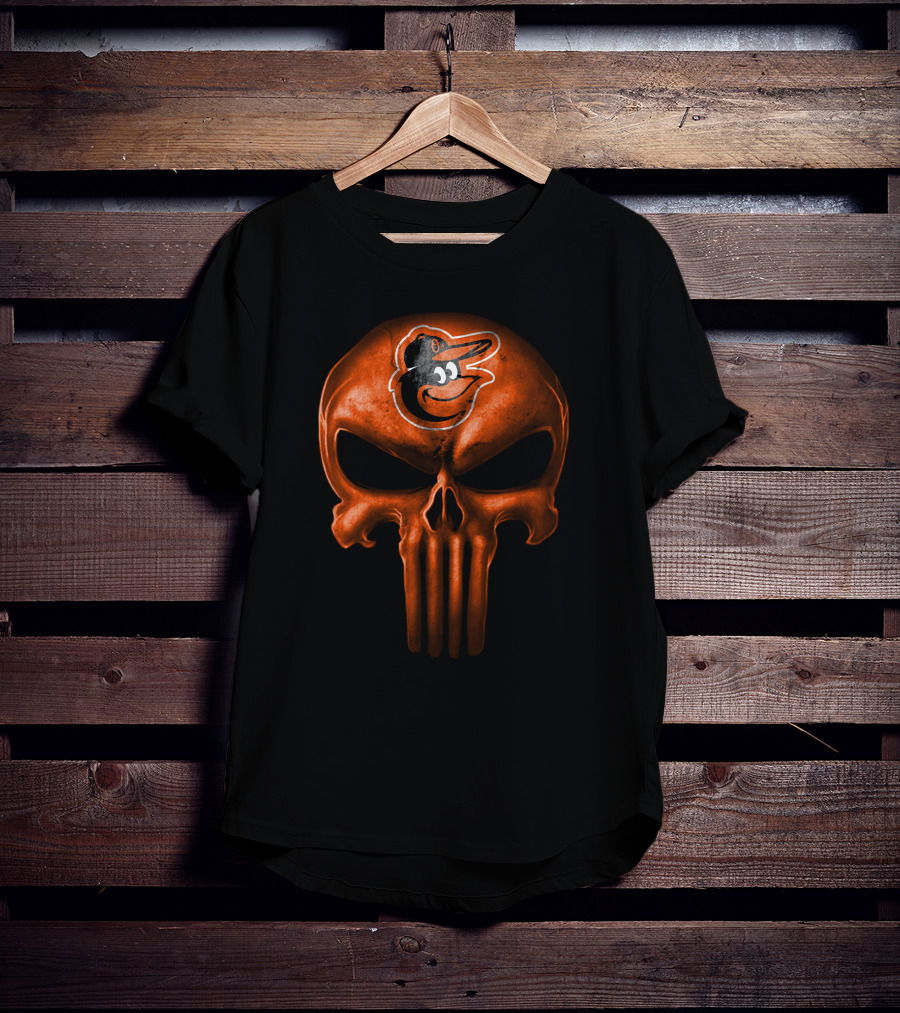 Baltimore Orioles Skull Logo Face Dark Edition T-Shirt