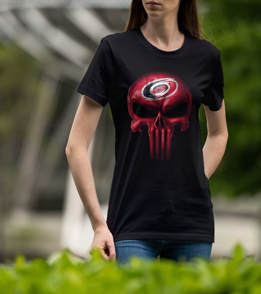 Carolina Hurricanes Skull Logo Red T-Shirt