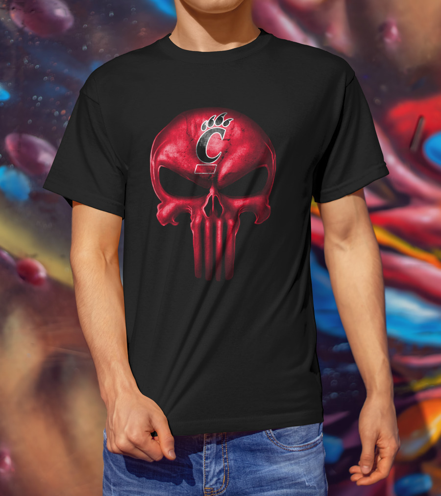 Cincinnati Bearcats Punisher Skull T-Shirt