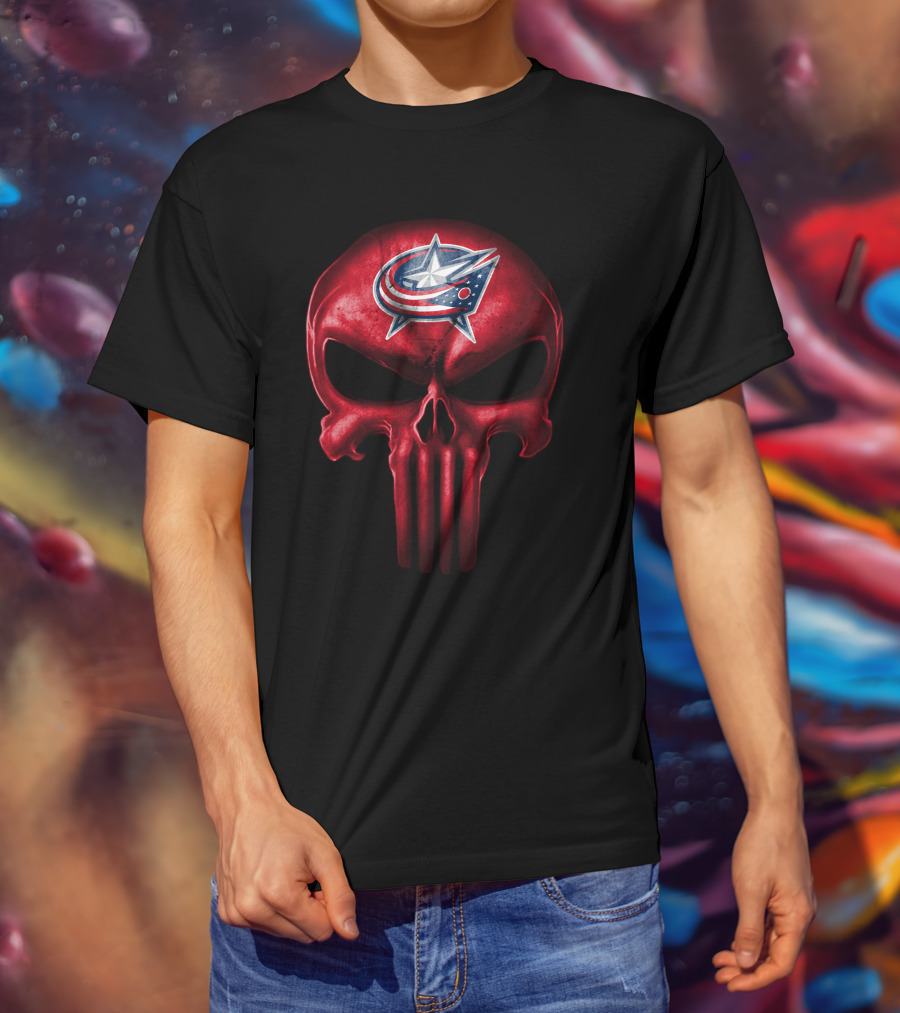 Columbus Blue Jackets Punisher Skull T-Shirt
