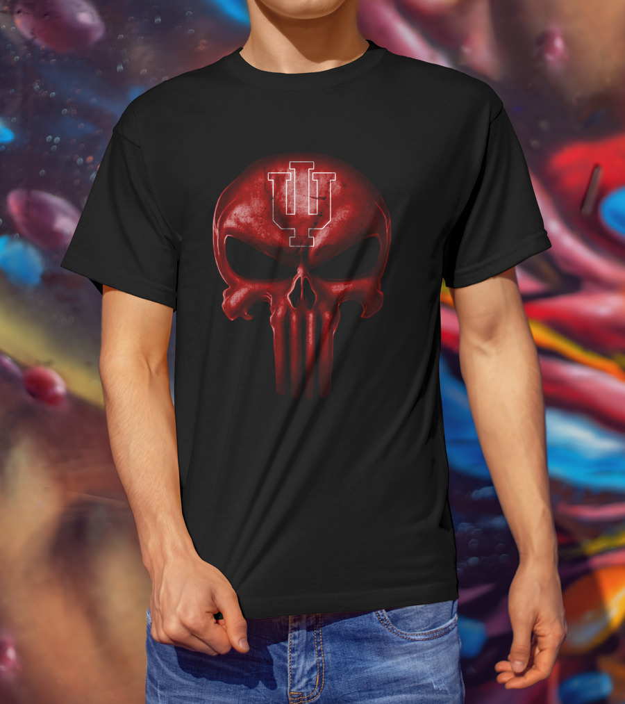 Indiana Hoosiers Crimson Skull T-Shirt