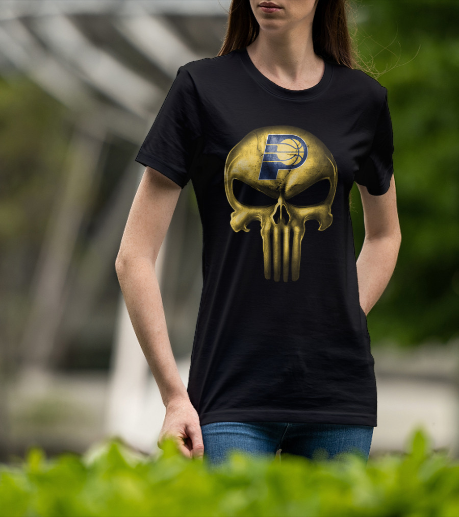 Indiana Pacers Skull Logo Basketball Fusion T-Shirt