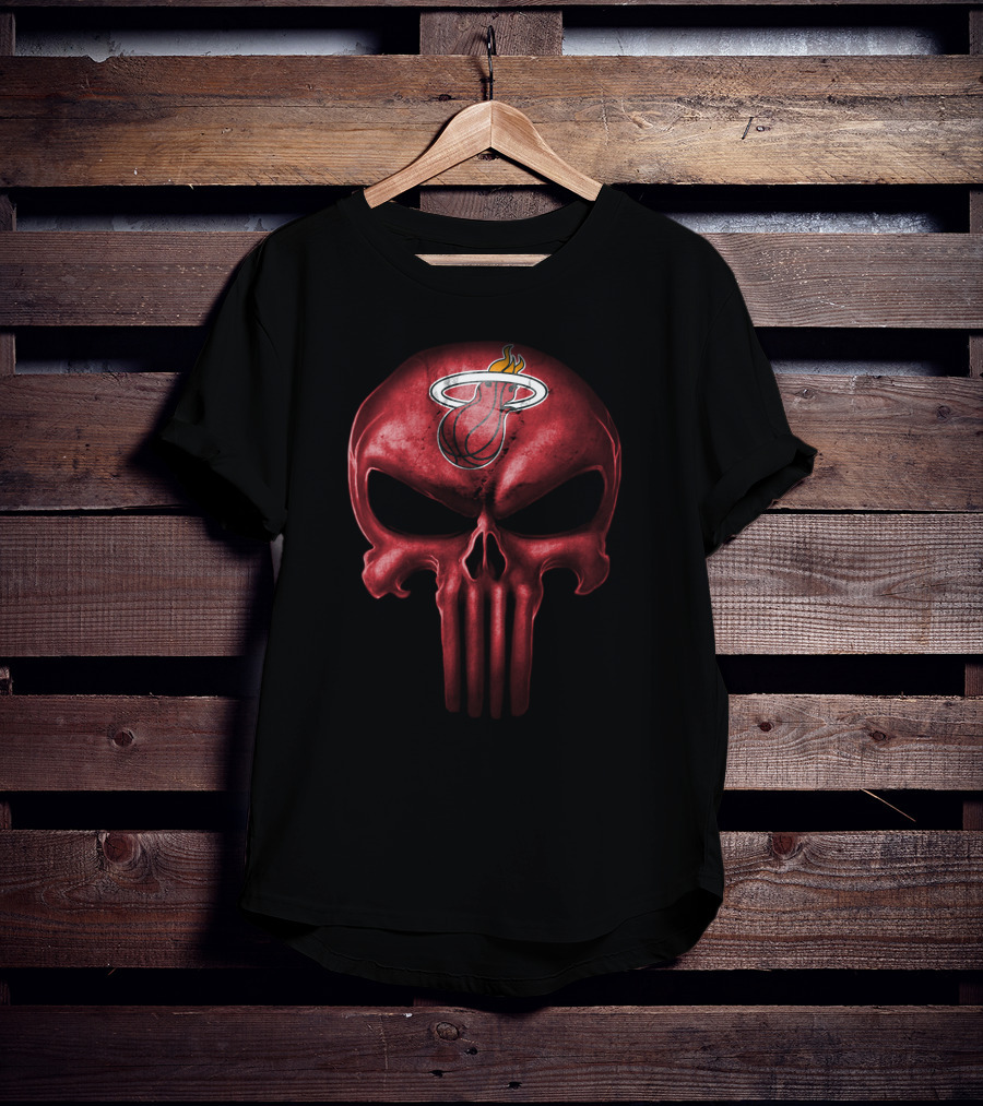Miami Heat Skull Logo Red Punisher Style T-Shirt