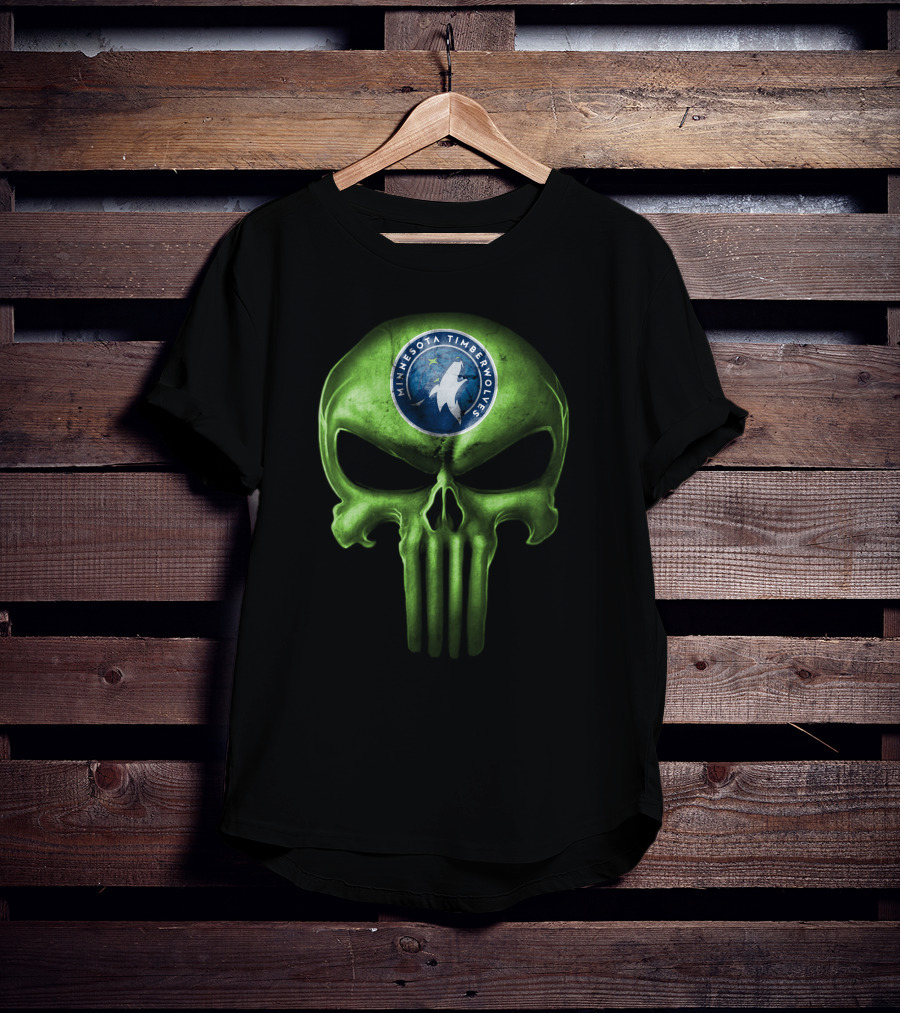 Minnesota Timberwolves Skull Emblem Dark Green T-Shirt
