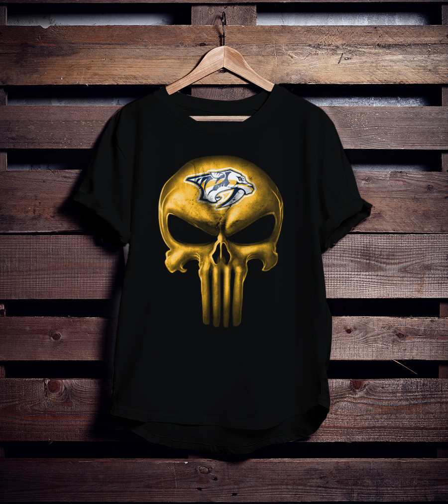 Nashville Predators Skull Punisher Style T-Shirt