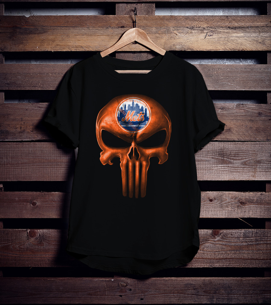 New York Mets Skull Logo Dark T-Shirt