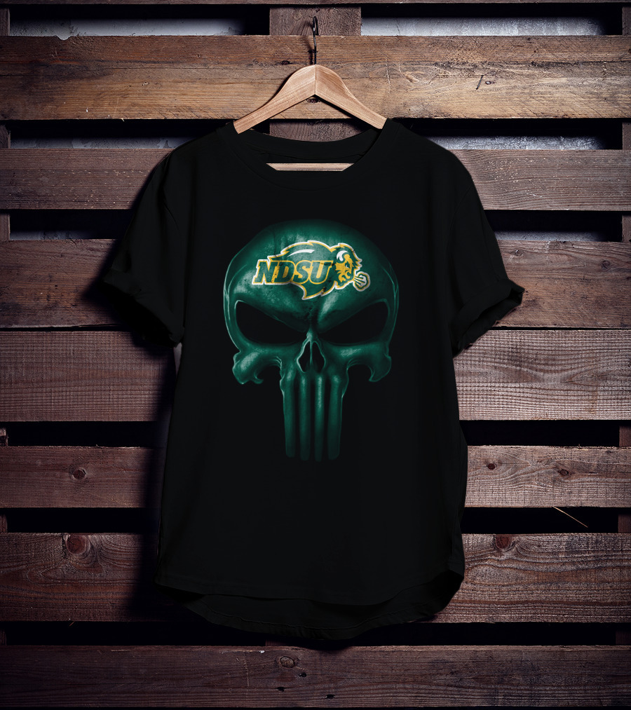Ndsu Bison Skull Iconic Green Design North Dakota State Bison T-Shirt