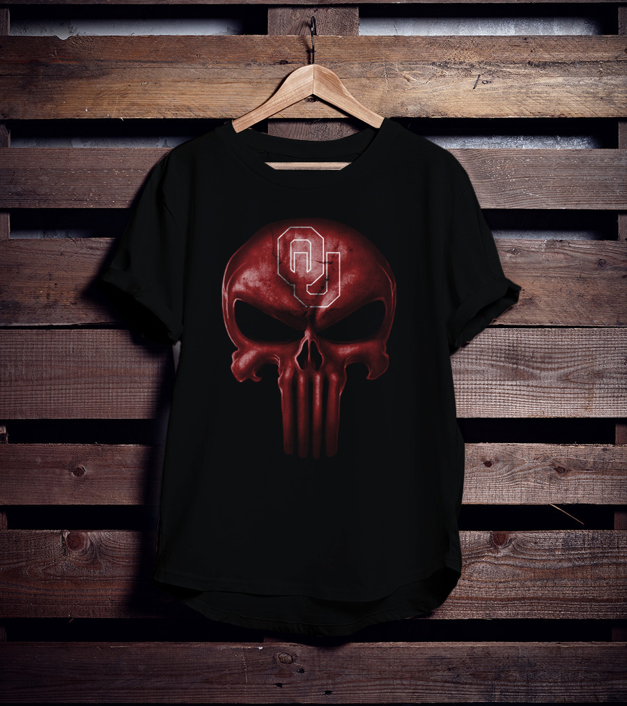Oklahoma Sooners Skull Punisher Style T-Shirt