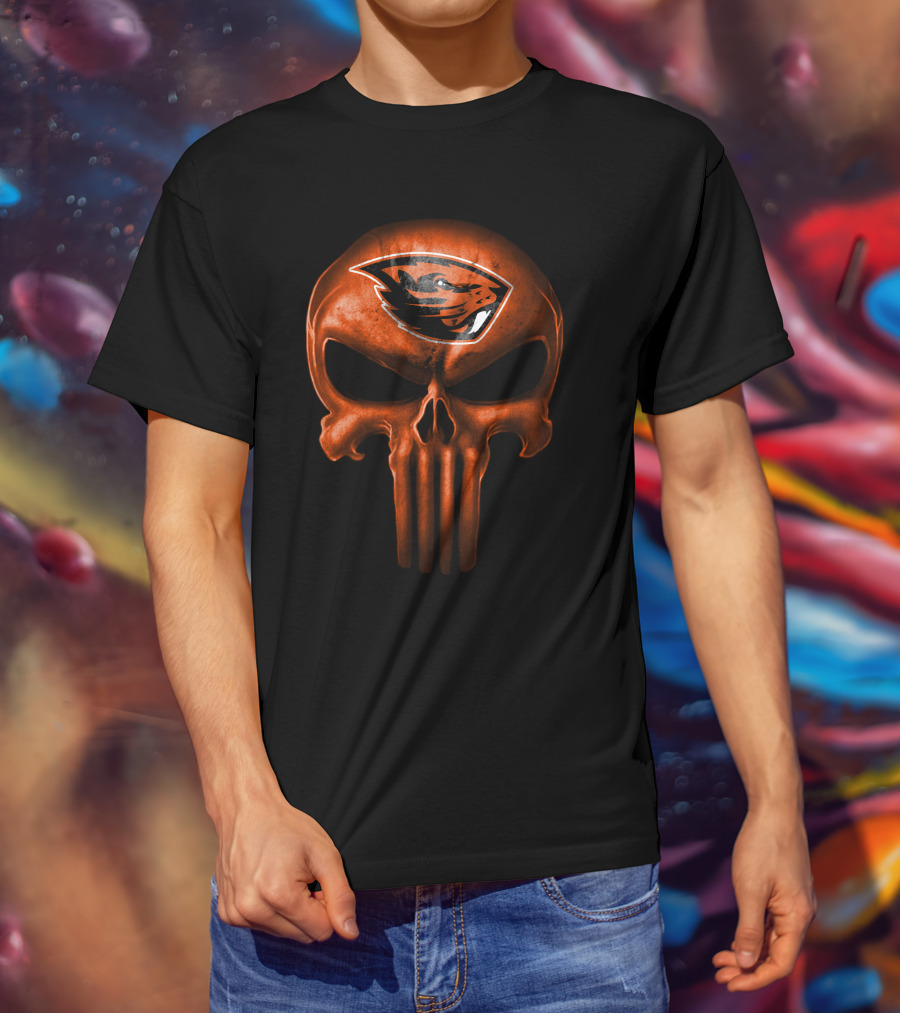 Oregon State Beavers Skull Punisher T-Shirt