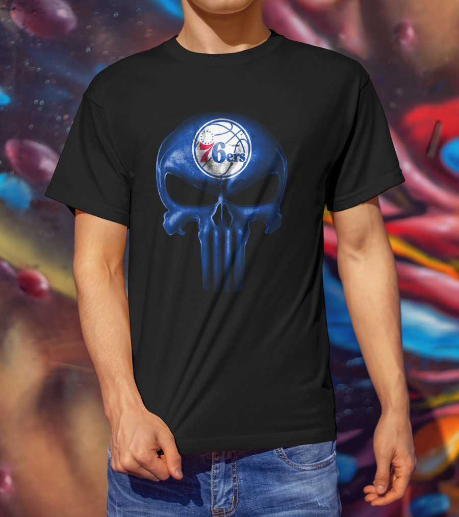 Philadelphia 76ers Punisher Skull T-Shirt