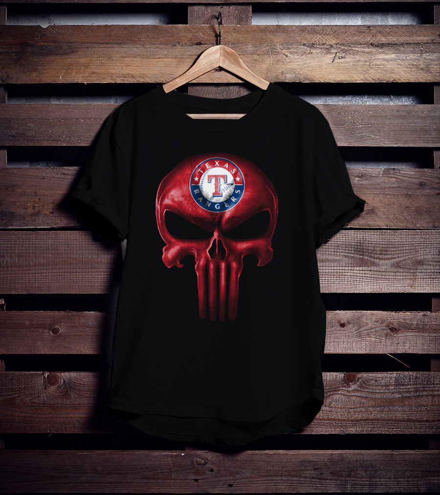 Texas Rangers Punisher Skull T-Shirt