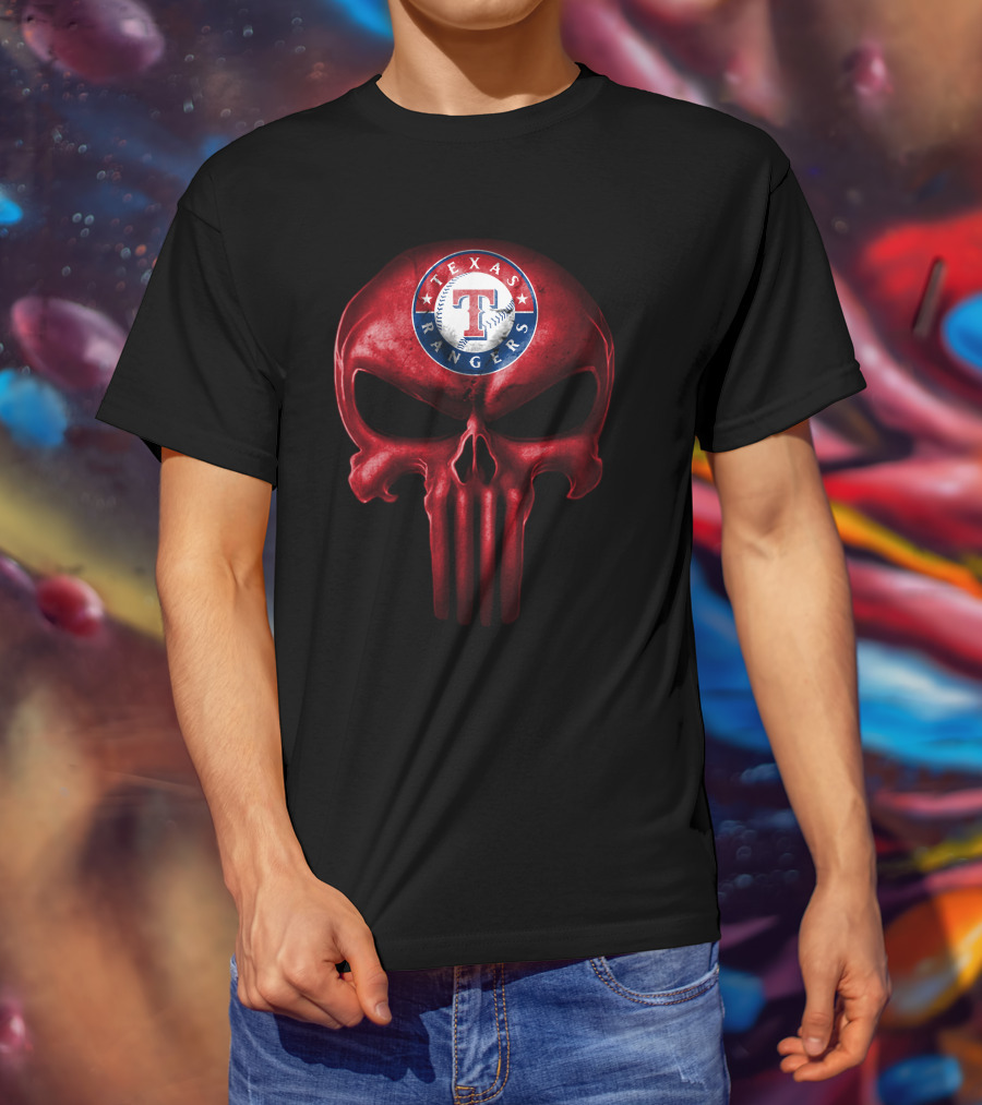 Texas Rangers Punisher Skull T-Shirt