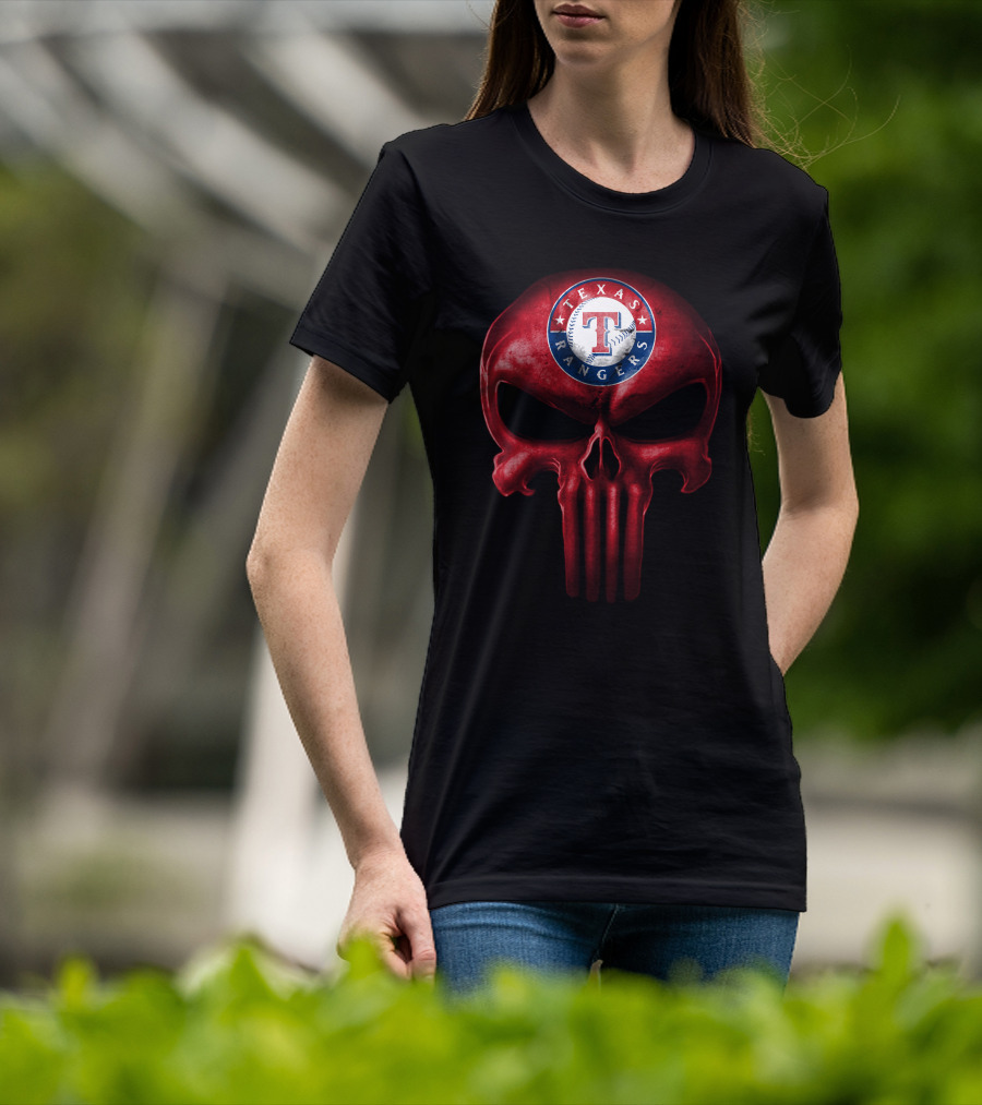 Texas Rangers Punisher Skull T-Shirt