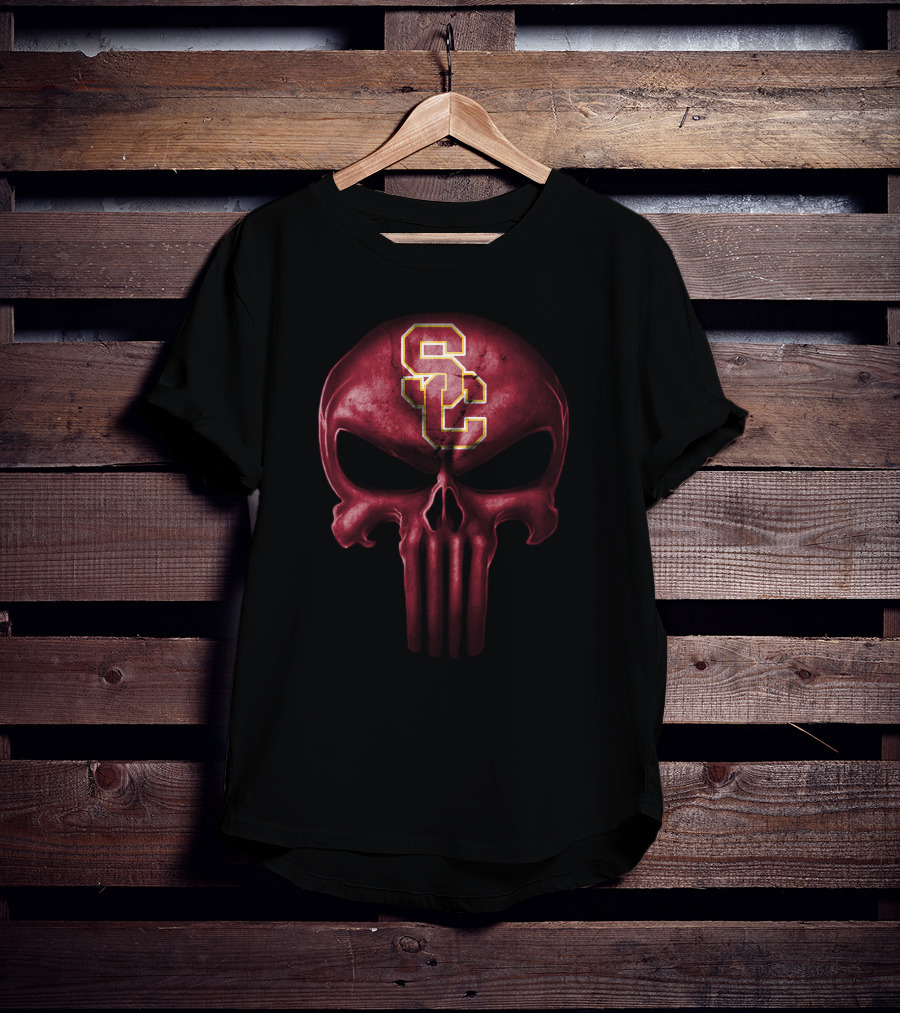 Usc Trojans Skull Punisher Style T-Shirt
