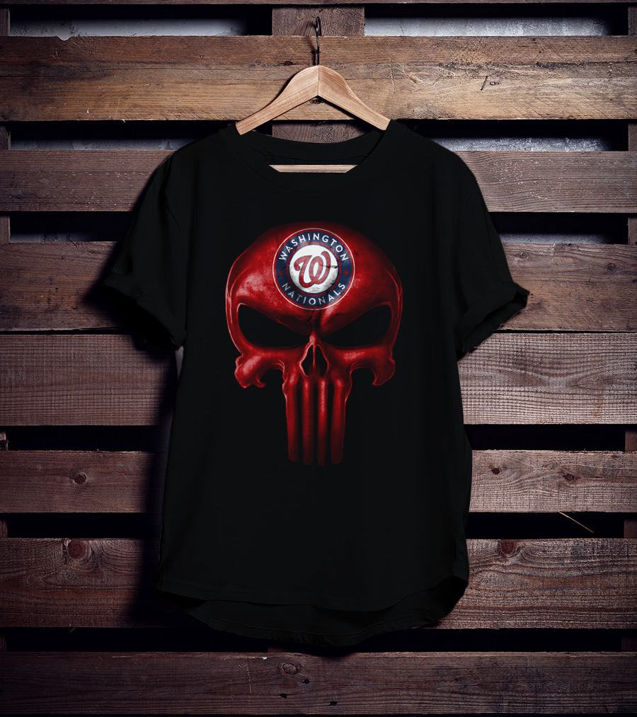 Washington Nationals Skull Logo Design Punisher Style T-Shirt