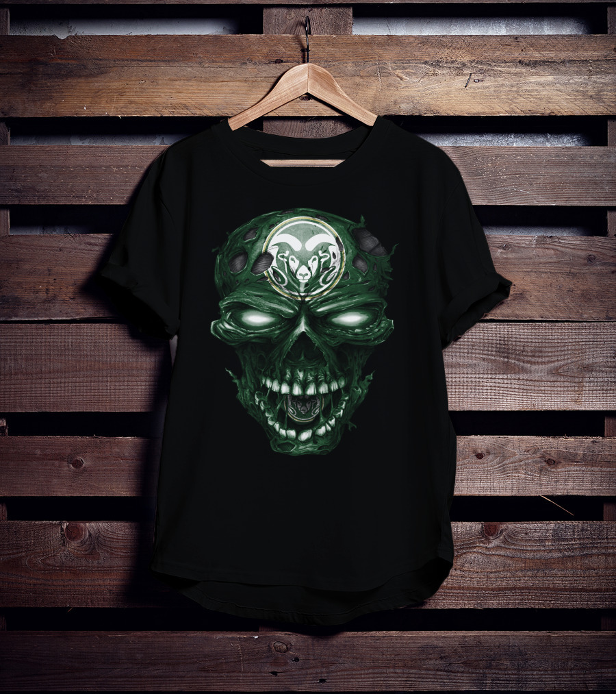 Colorado State Rams Skull Dark Green Flesh T-Shirt