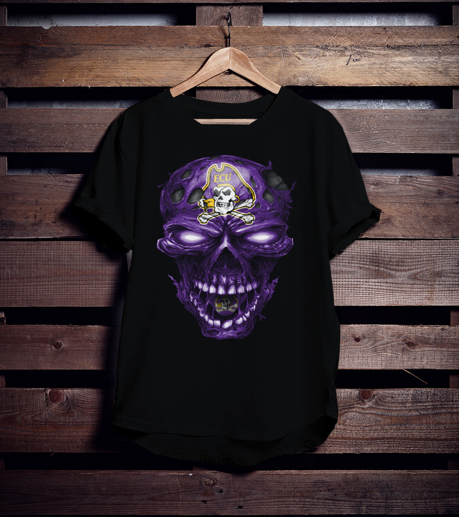 Ecu East Carolina Pirates Skull Purple Pirate T-Shirt