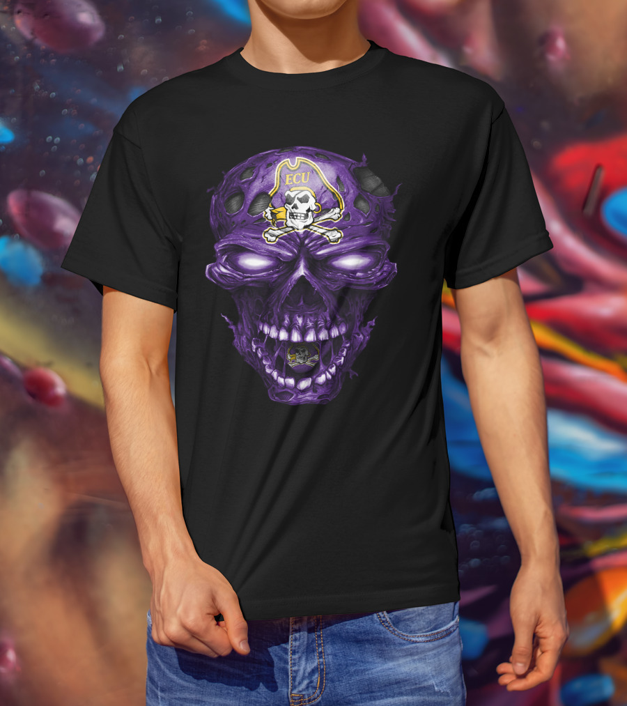 Ecu East Carolina Pirates Skull Purple Pirate T-Shirt
