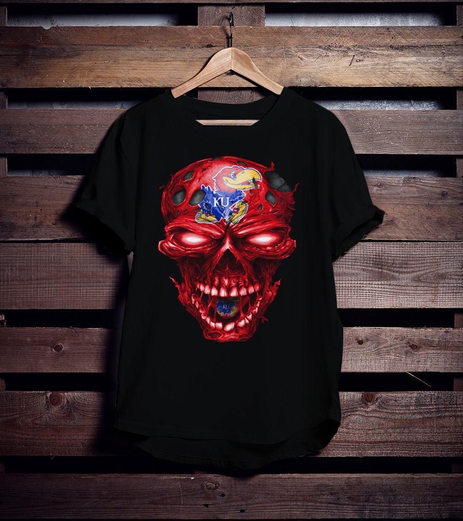 Ku Kansas Jayhawks Skull T-Shirt