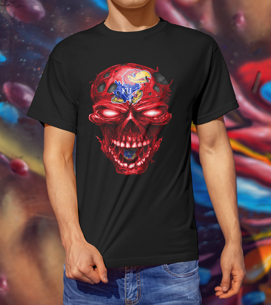 Ku Kansas Jayhawks Skull T-Shirt