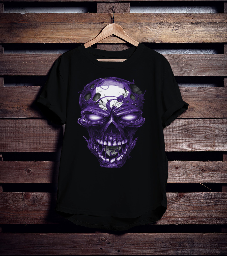 Kansas State Wildcats Purple Skull With Team T-Shirt