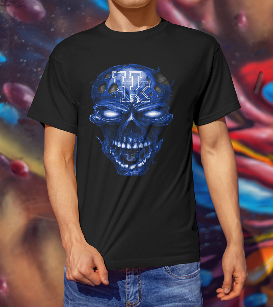 Kentucky Wildcats Blue Skull With Uk T-Shirt